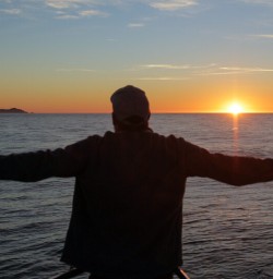 Guest on the boat at Kaikoura, Canterbury New Zealand
