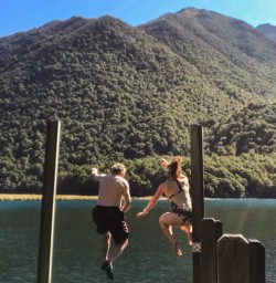Jumping into Lake Rotoiti, Tasman New Zealand