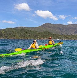 Ladies kayaking the Marlborough Sounds, New Zealand