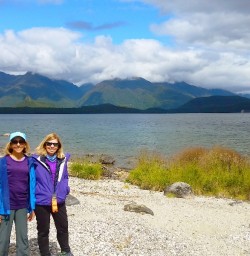 hikers at lake manapouri