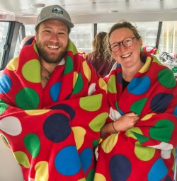 New Zealand Trails guides on the boat at Kaikoura, Canterbury New Zealand