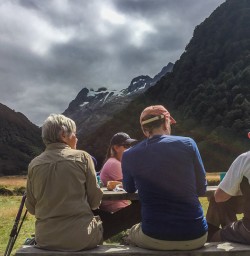 Picnic lunch at Routeburn track valley, otago new zealand