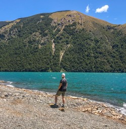 Taking pictures at Lake Rotoiti, Tasman New Zealand