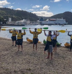 Practicing kayak at Picton, Marlborough New Zealand
