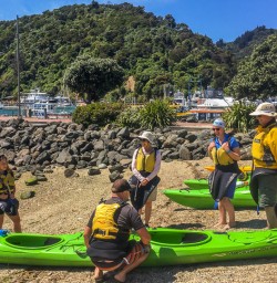 Getting ready to kayak at Picton, Marlborough New Zealand
