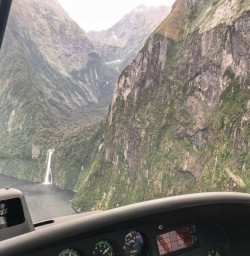 Helicopter View of Stirling Falls, Milford Sound, Fiordland National Park Southland New Zealand