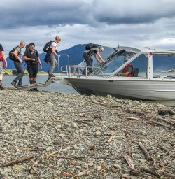 Taking Jetboat at Hollyford River, Fiordland National Park Southland New Zealand