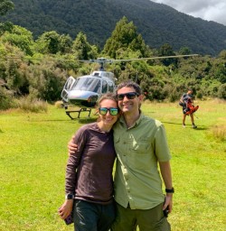 8. Happy couple heli landing Martins Bay