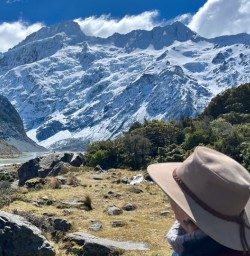 Our guest marvelling at the Mount Cook National Park