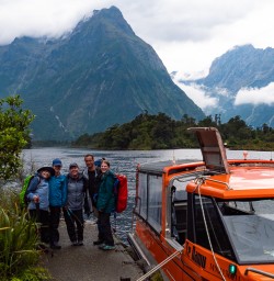 Boating through Milford Sound