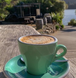 Coffee at Lochmara Lodge, Marlborough Sounds New Zealand