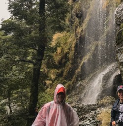 Couple at Routeburn track falls, Otago New Zealand