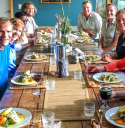 Dinner at Martins Bay lodge, Fiordland New Zealand