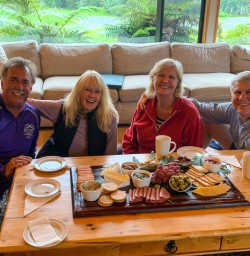 Enjoying a platter at Martins Bay Lodge