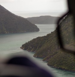View from helicopter at Fiordland, New Zealand