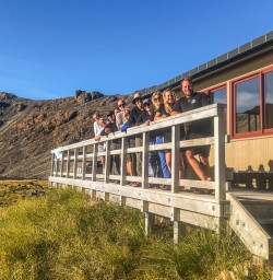 Group at Angelus Hut, Nelson Lakes National Park, Tasman New Zealand