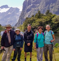 Group at Arthur river, Fiordland New Zealand