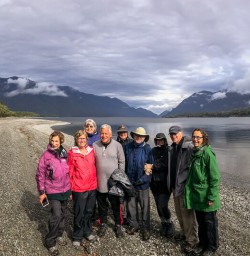 Group at Hollyford river, Fiordland New Zealand