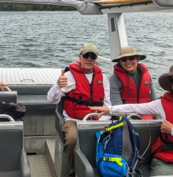 Group on the jetboat at Hollyford river, Fiordland New Zealand