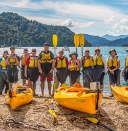 Group Kayaking at Marlborough Sounds, New Zealand
