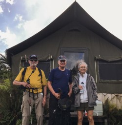 Group at Martins Bay hut, Fiordland New Zealand