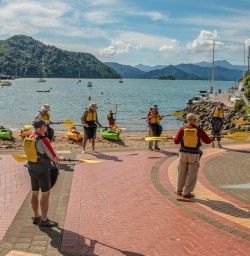 Practicing Kayaking at Marlborough Sounds, New Zealand