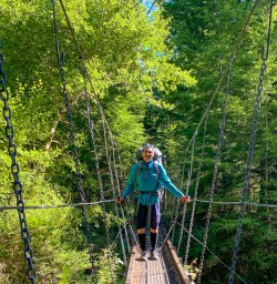 Guest on Angelus Circuit swing bridge