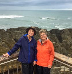 Guests at Punakaiki pancake rocks and blowholes, West Coast New Zealand