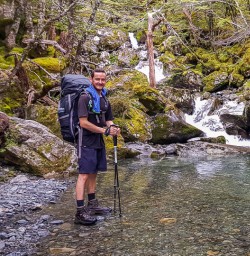 Guide at Nelson Lakes National Park river, Tasman New Zealand