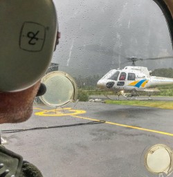 Taking Helicopter at Milford Sound, Fiordland National Park Southland New Zealand