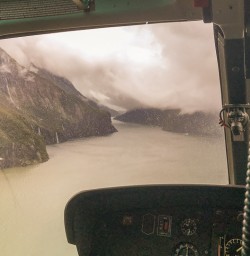 Helicopter tour at Milford Sound, Fiordland New Zealand