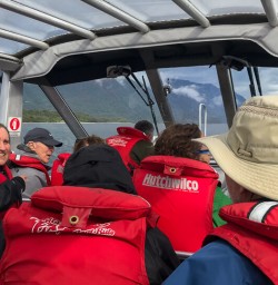 Jetboat at Hollyford river, Fiordland New Zealand