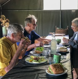 Lunch at Martins Bay hut, Fiordland New Zealand