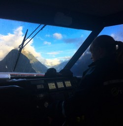 Boating our way to the Milford Track across the incredible Milford Sound.