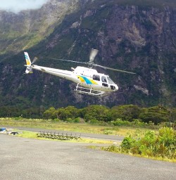 boarding helicopters at milford sound
