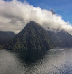 Milford sound view from helicopter, Fiordland Southland New Zealand