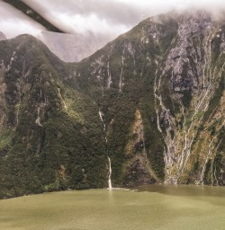 Milford sound view from the helicopter, Fiordland New Zealand