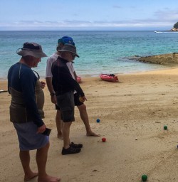 Playing boules at Abel Tasman National Park, New Zealand