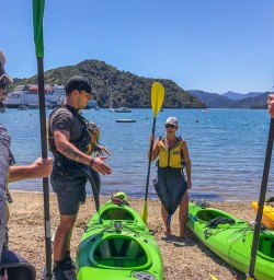 Practicing kayak at Picton, Marlborough New Zealand