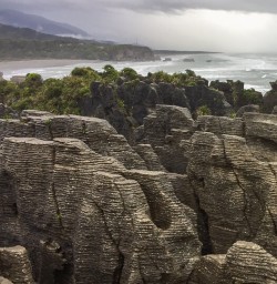 Punakaiki pancake rocks and blowholes, West Coast New Zealand