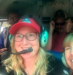 Smiles all round as our adventurers 'heli' into the Hollyford Valley.