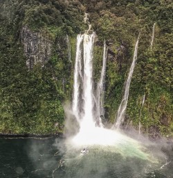 Stirling falls view from the helicopter, Fiordland New Zealand