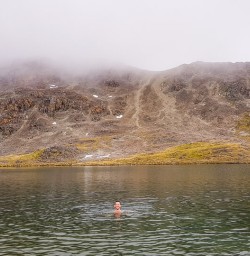 Swim at Angelus Lake, Tasman New Zealand