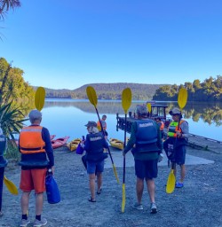 9. Okarito Lagoon Group getting ready to kayak
