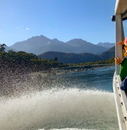 9. Spray from the Jet Boat on Hollyford