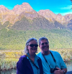 Couple at Mirror Lakes Fiordland National Park