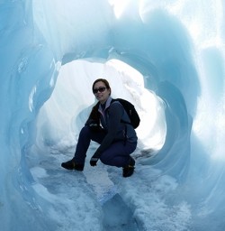 Inside an ice cave on Fox Glacier