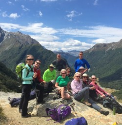 The group relaxing with spectacular views