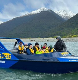 Guests on Jet Boat Trip MT Aspiring National Park PS27OCT25