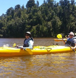 Kayakers on Okarito Lagoon 